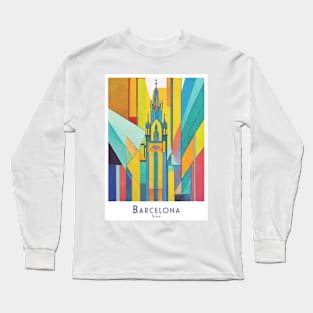 Vibrant Barcelona Church Artwork Long Sleeve T-Shirt